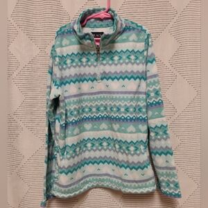 Children's Place Girls Patterned Quarter-Zip Pullover With Pockets Large 10 / 12